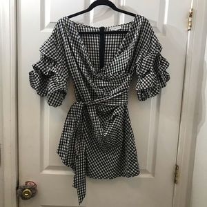 Gingham Puff Sleeve Mini Dress
